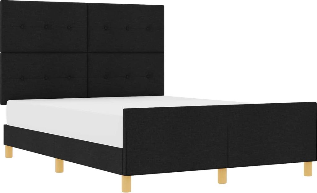 Bettgestell mit Kopfteil Schwarz 140 x 200 cm Stoff