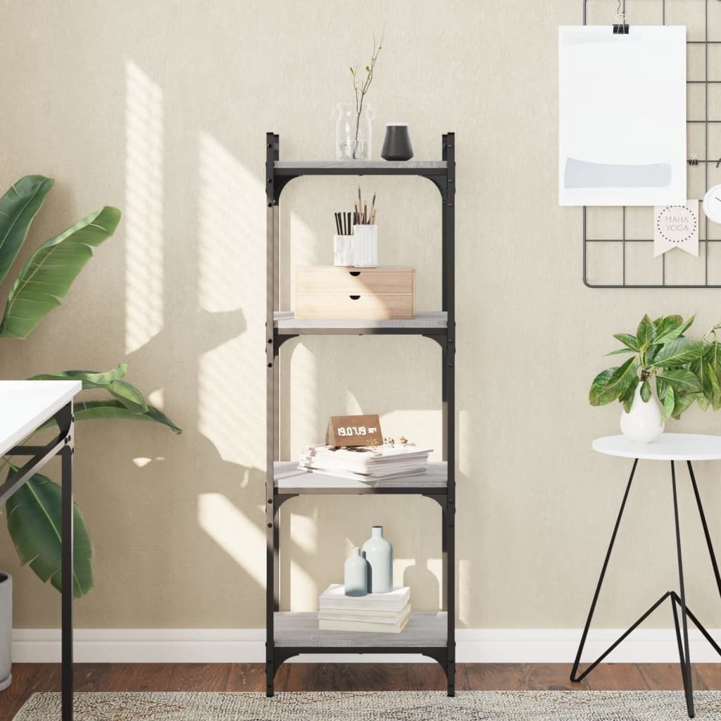 Maison Exclusive - Bücherregal 4 Böden Grau Sonoma 40x30x120 cm Holzwerkstoff