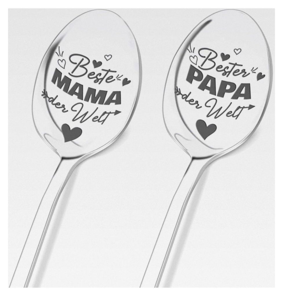 2 Stück Eleganter Gravierter Löffel für Mama und Papa, Persönliches und nostalgisches Geschenk für liebe Mama und Papa, Ideal für Geburtstage...