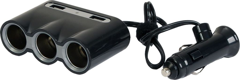 3-voudige sigarettenstekker met verdelers + 2x USB-poort Productafbeelding 