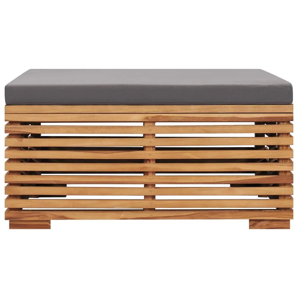 Ensemble Table Basse et Repose-pied en Teck Massif, Coussin Anthracite - 5
