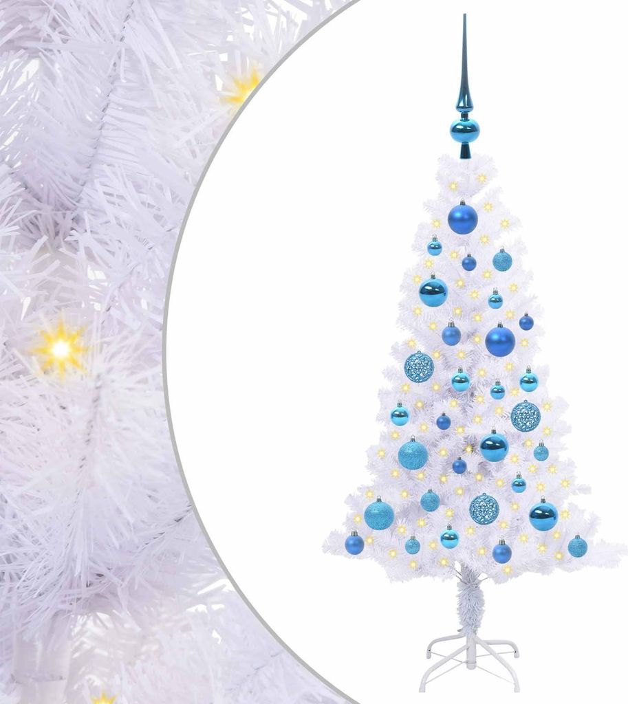 vidaXL Künstlicher Weihnachtsbaum Weiß 120 cm PVC und Stahl