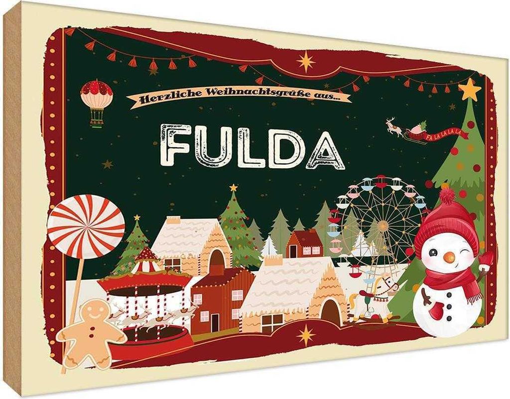 vianmo Holzschild 20x30 cm Weihnachten FULDA