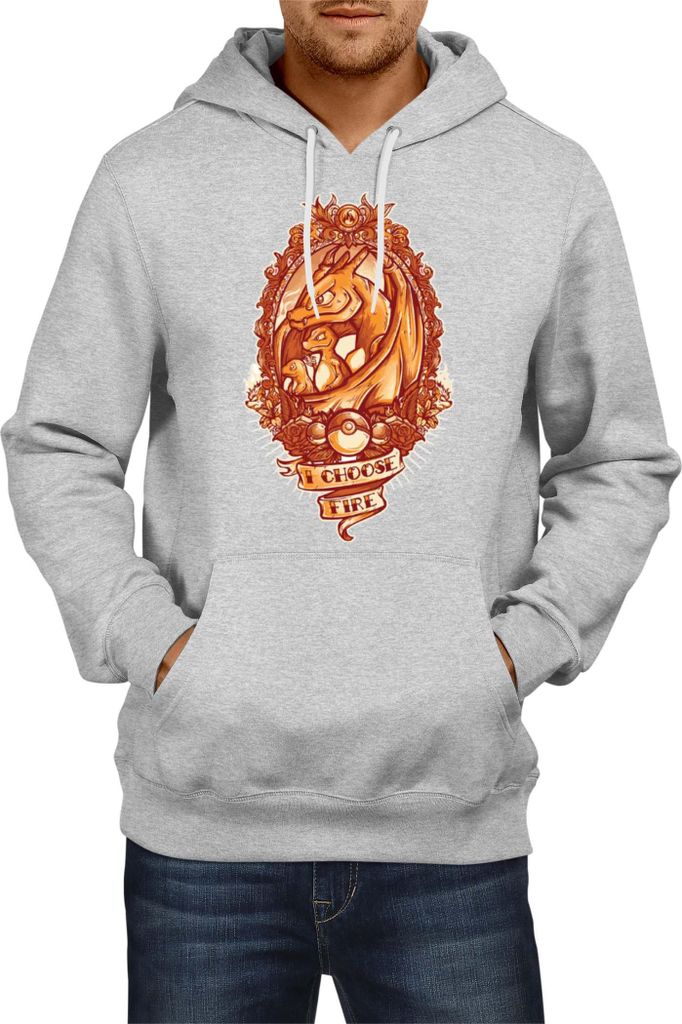 Herren Kapuzenpullover Japan Manga Anime Comics Pokemon 027, Man XL / Grau