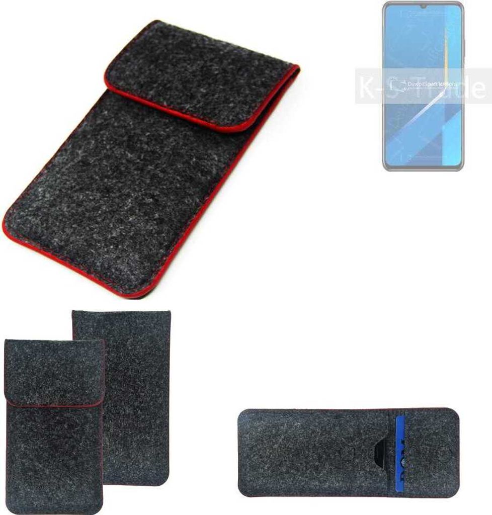 K-S-Trade Handy Schutz Hülle kompatibel mit Huawei Honor X10 Max Schutzhülle Handyhülle Filztasche Pouch Tasche Case Sleeve Filzhülle dunkelgrau