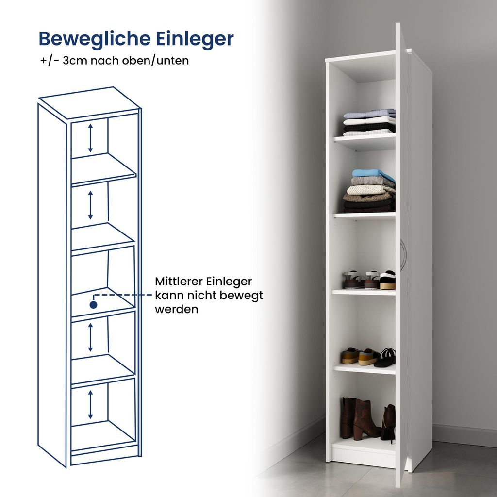 Bücherregal Kleiderschrank Regal 40 cm breit Schrank