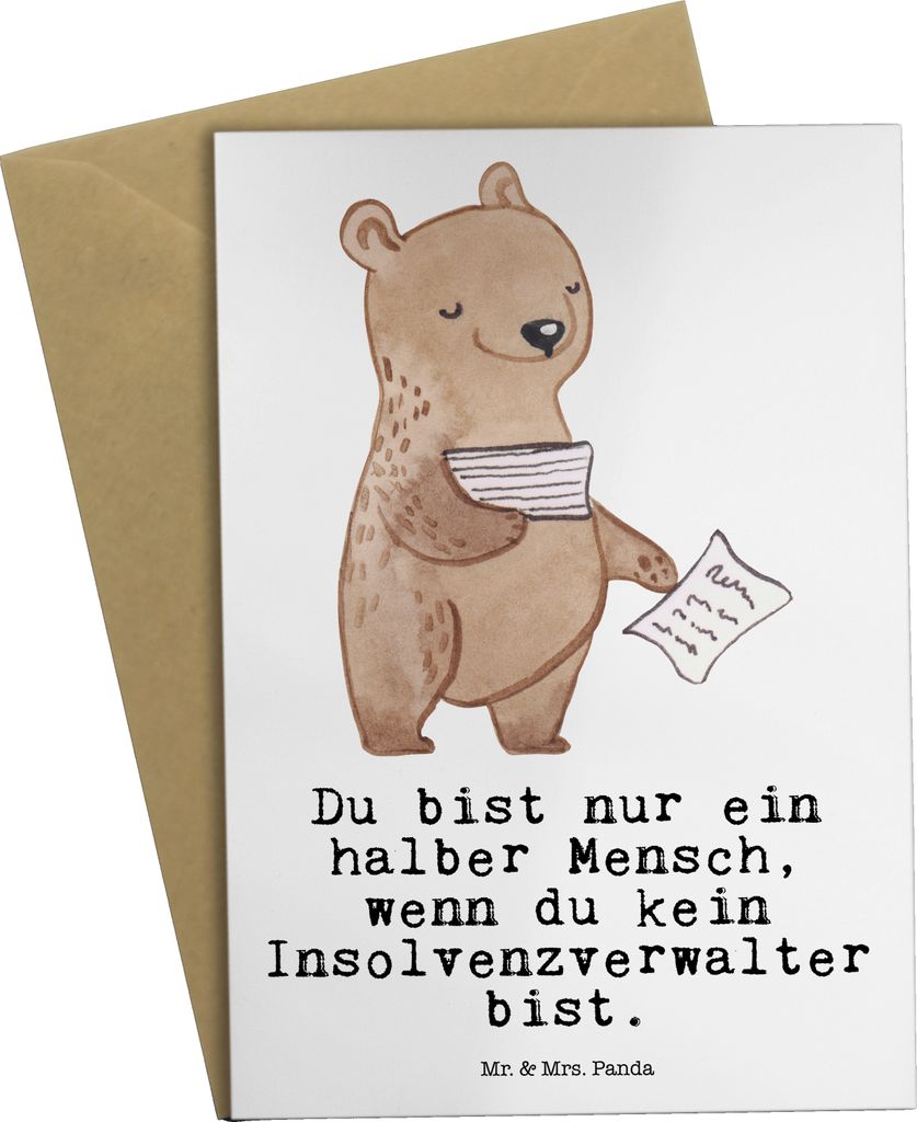 Mr. & Mrs. Panda Grußkarte Insolvenzverwalter Herz - Weiß - Geschenk, genesungskarte, einladungskarten, neujahrskarte, glückwunschkarten, weihna...