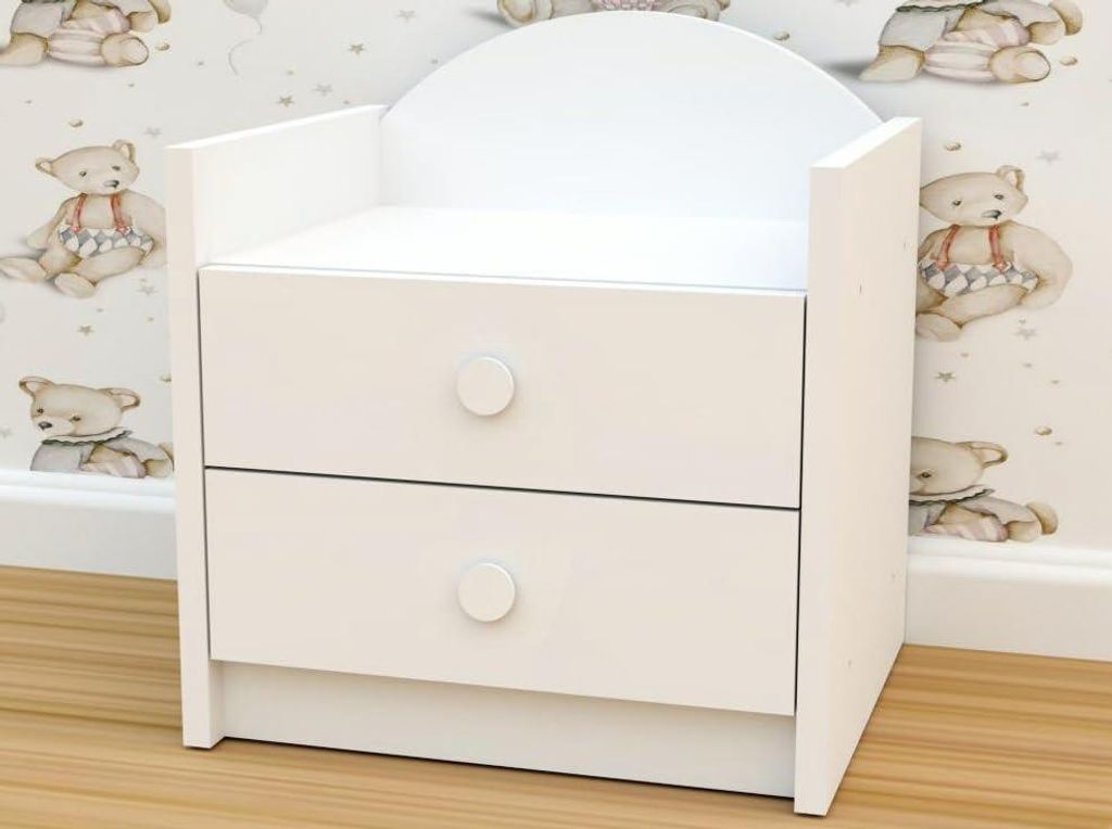 Happy Babies - Nachttisch Kinder Beistelltisch mit Schublade, Schlafzimmer & Kinderzimmer, weiß, Farbige Holz Weiß - Blau | Geschenk für Jungen ...