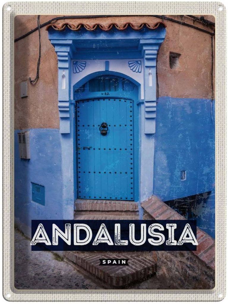 vianmo Blechschild 40x30 cm Andalusia Spain Retro Altstadt Bildmotiv Reisemotiv Abenteuer Reisen Urlaub