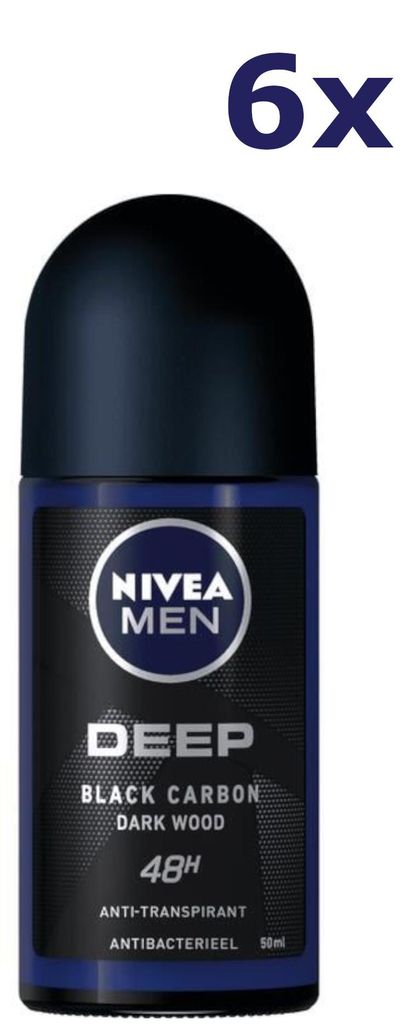 6x Nivea Deo Roll-on Men - Deep darkwood 50 ml