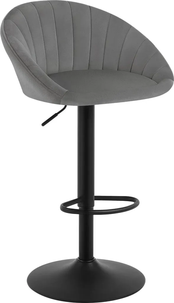 Tabouret de bar pivotant grand confort en velours gris contre le mal de dos