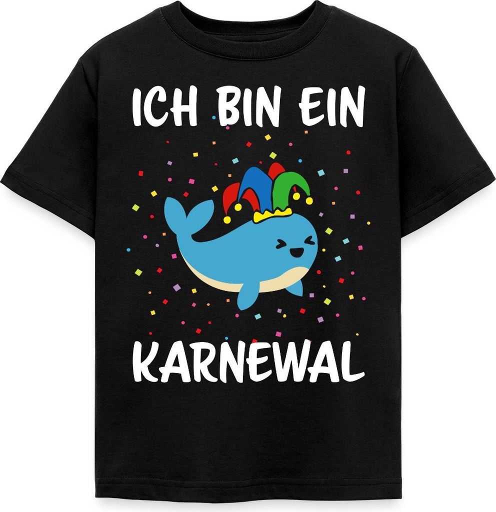 Spreadshirt Ich Bin Ein Karnewal Wortspiel Karneval Kinder T-Shirt, 122/128 (7-8 Jahre), Schwarz