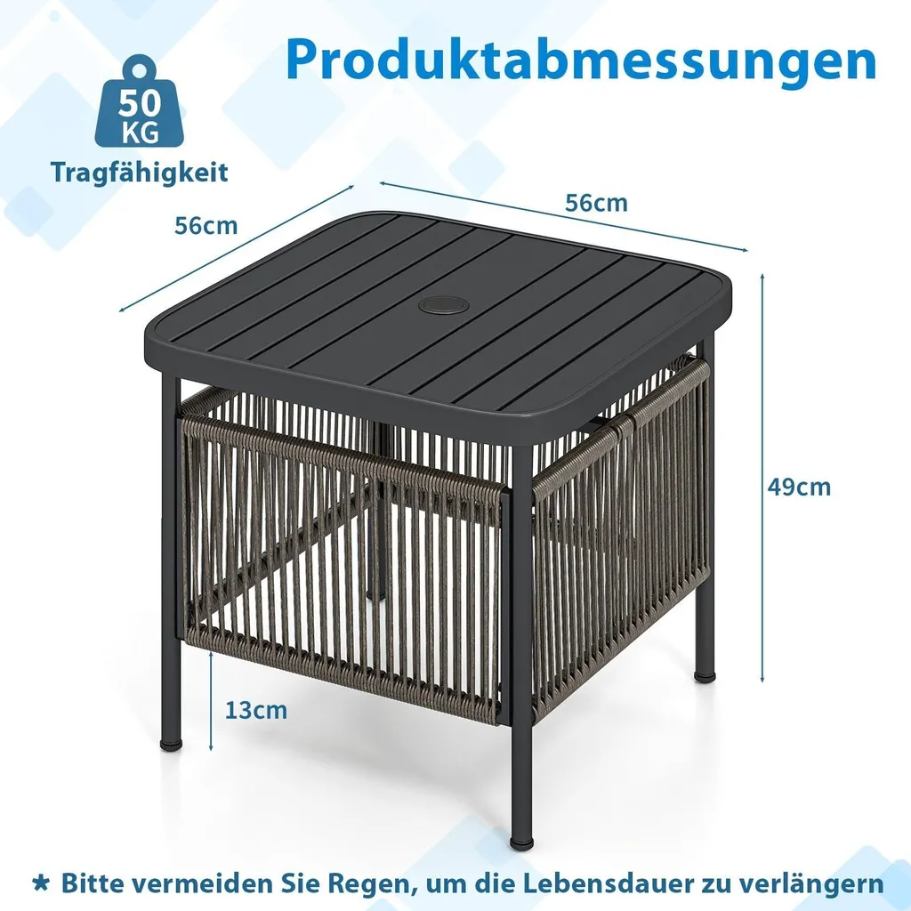 Table basse d'appoint en rotin synthétique étanche gris anthracite