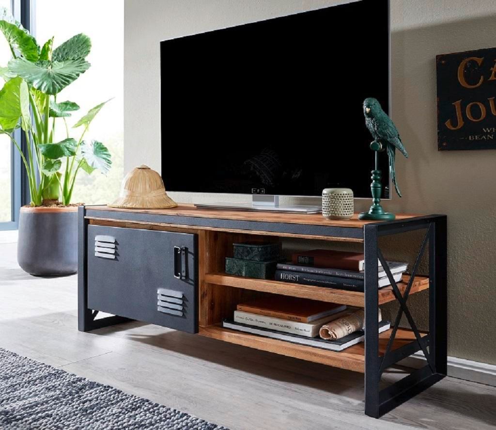 TV Board 127cm 'Montreux' Akazie & Metall schwarz