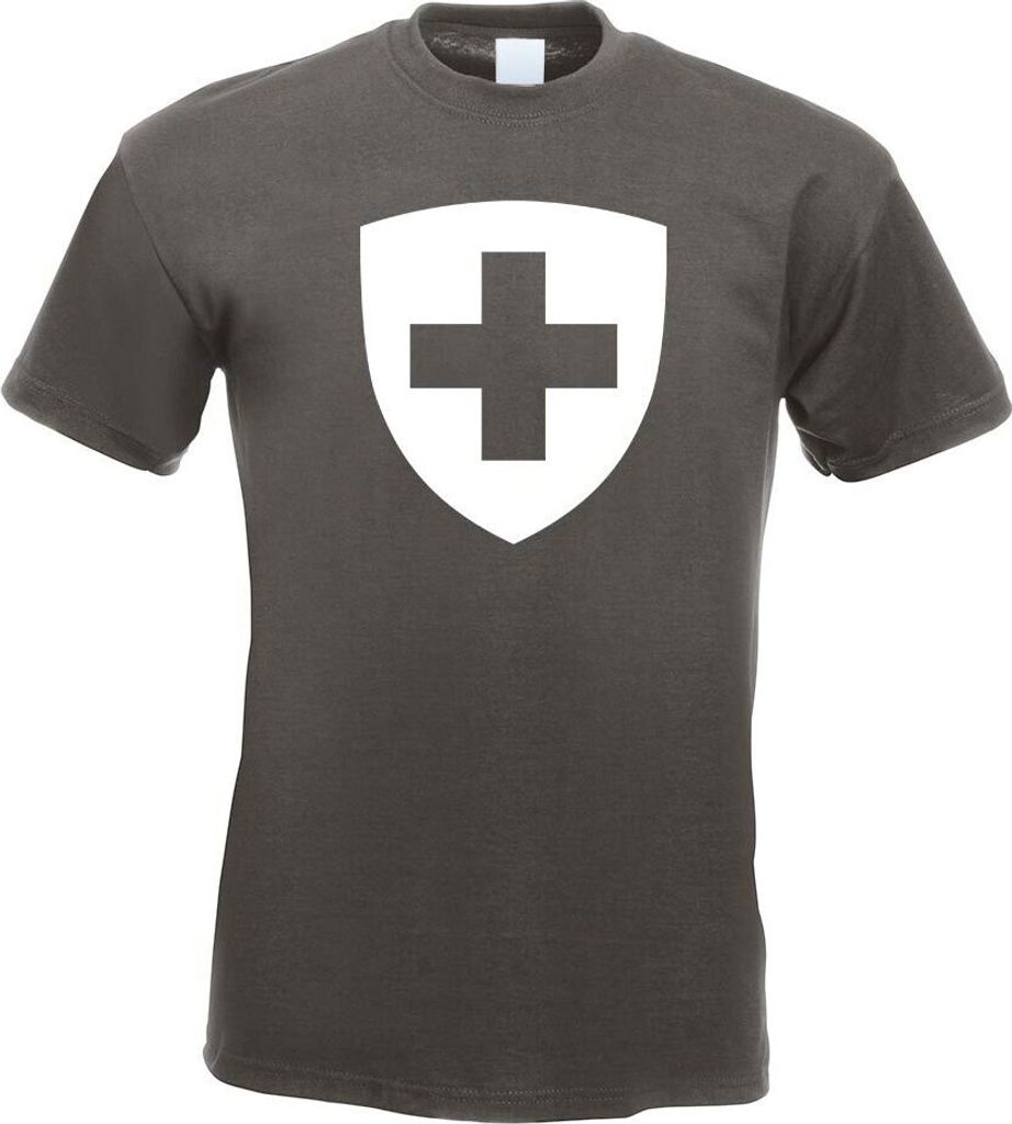 Kiwistar - T-Shirt - Graphit - Schweiz Wappen Motiv Bedruckt Funshirt Design Print - mit Motiv Bedruckt - Funshirt Design - Sport - Freizeit - Herr...