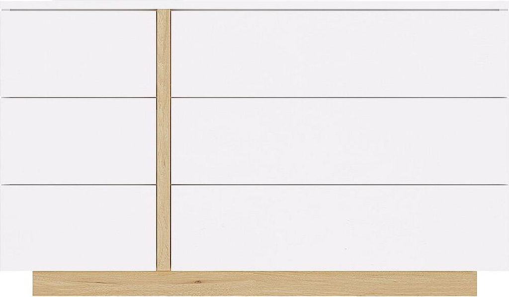 Kommode mit 6 Schubladen - Weiß und Natur - NAPOLI II