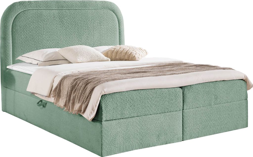 MIRJAN24 Boxspringbett Bonito mit zwei Bettkästen, gepolsterte Kopfteil, Doppelbett, Schlafzimmer (Farbe: Coral 55, Größe: 180x200 cm)