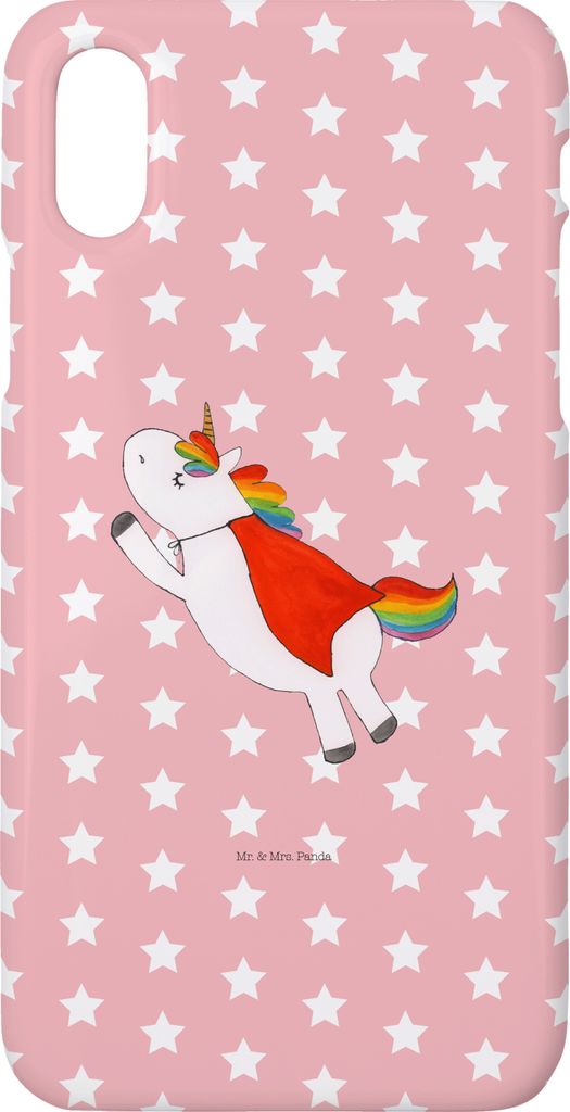 Mr. & Mrs. Panda Iphone 10 Handyhülle Einhorn Super - Rot Pastell - Geschenk, Freundin, Cover, Handy, Held, Unicorn, X, Superheld, Einhörner, Hülle