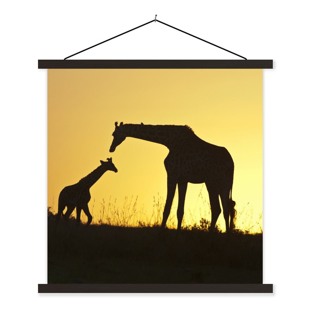 MuchoWow Textilposter Giraffe - Scherenschnitt - Kalb 40x40 cm mit schwarzem Rahmen - Fotos