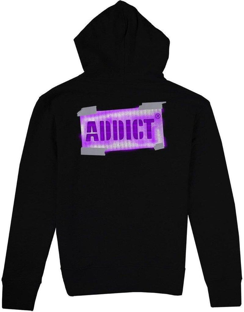 Addict - Hoodie mit durchgehendem Reißverschluss Logo für Herren AD103 (M) (Schwarz)