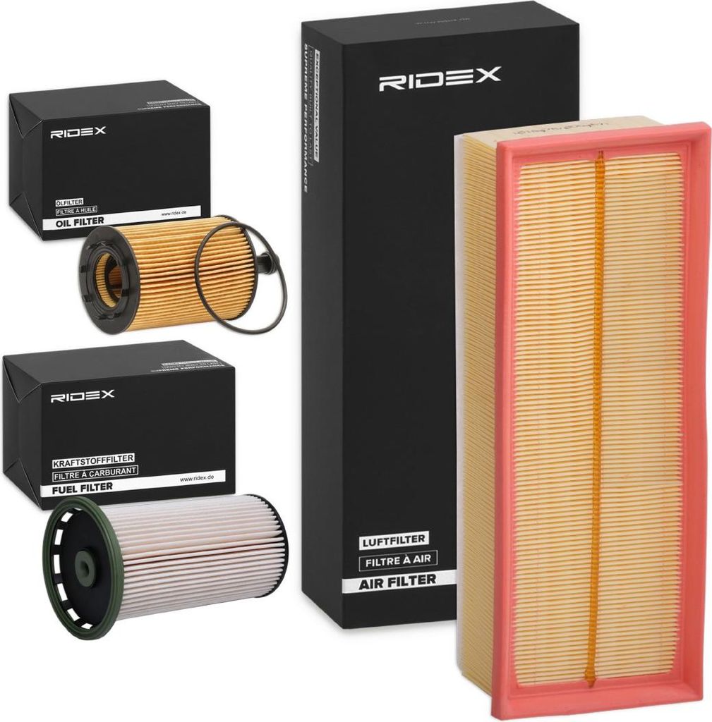 RIDEX Filterset Inspektionspaket Filtersatz für VW GOLF VI (5K1) GOLF PLUS (5M1, 521) Golf VI Variant (AJ5) CADDY IV Kasten (SAA, SAH)