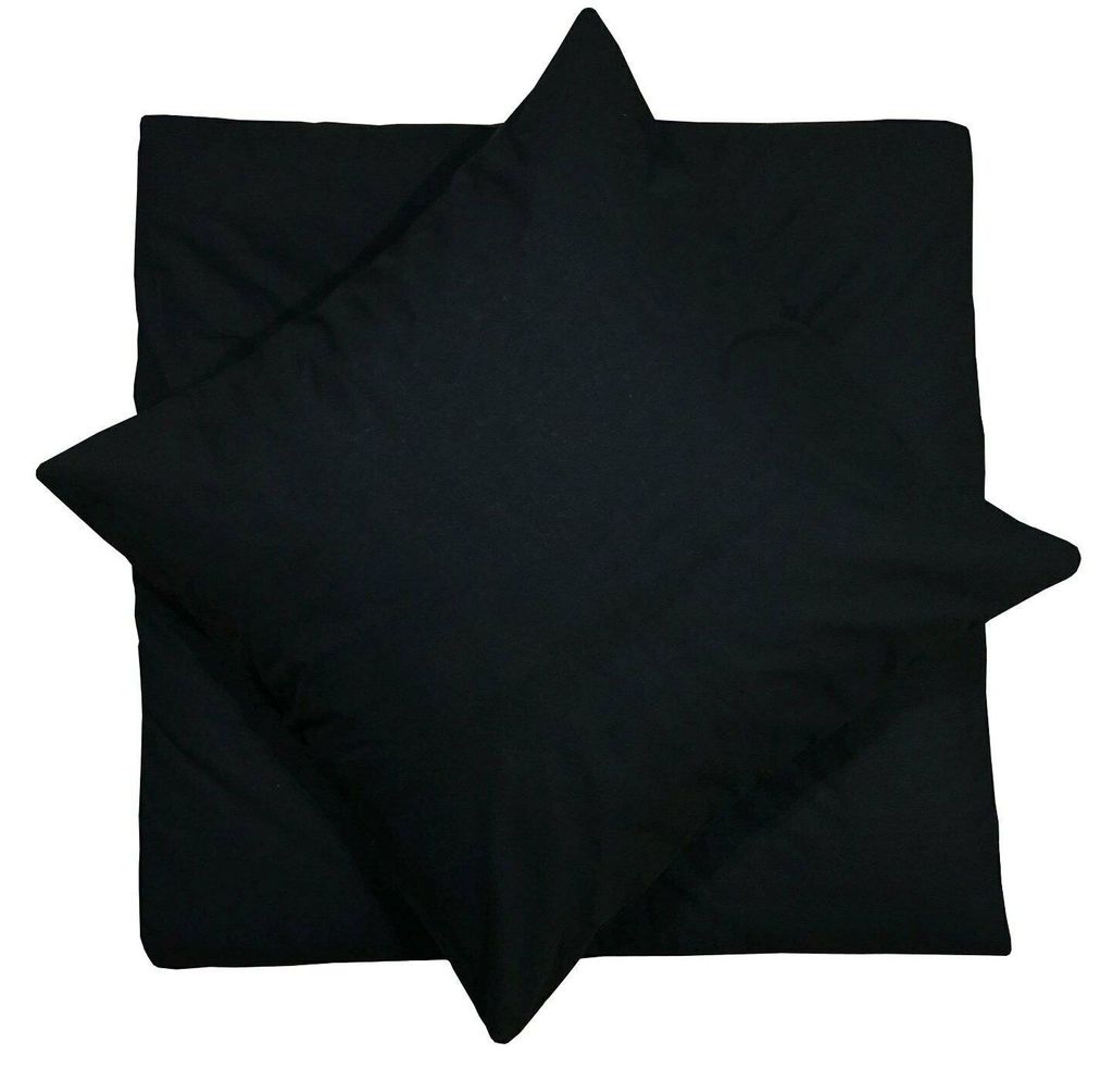 4 tlg Uni Bettwäsche 135x200 Schwarz Einfarbig Renforce Produktbild 