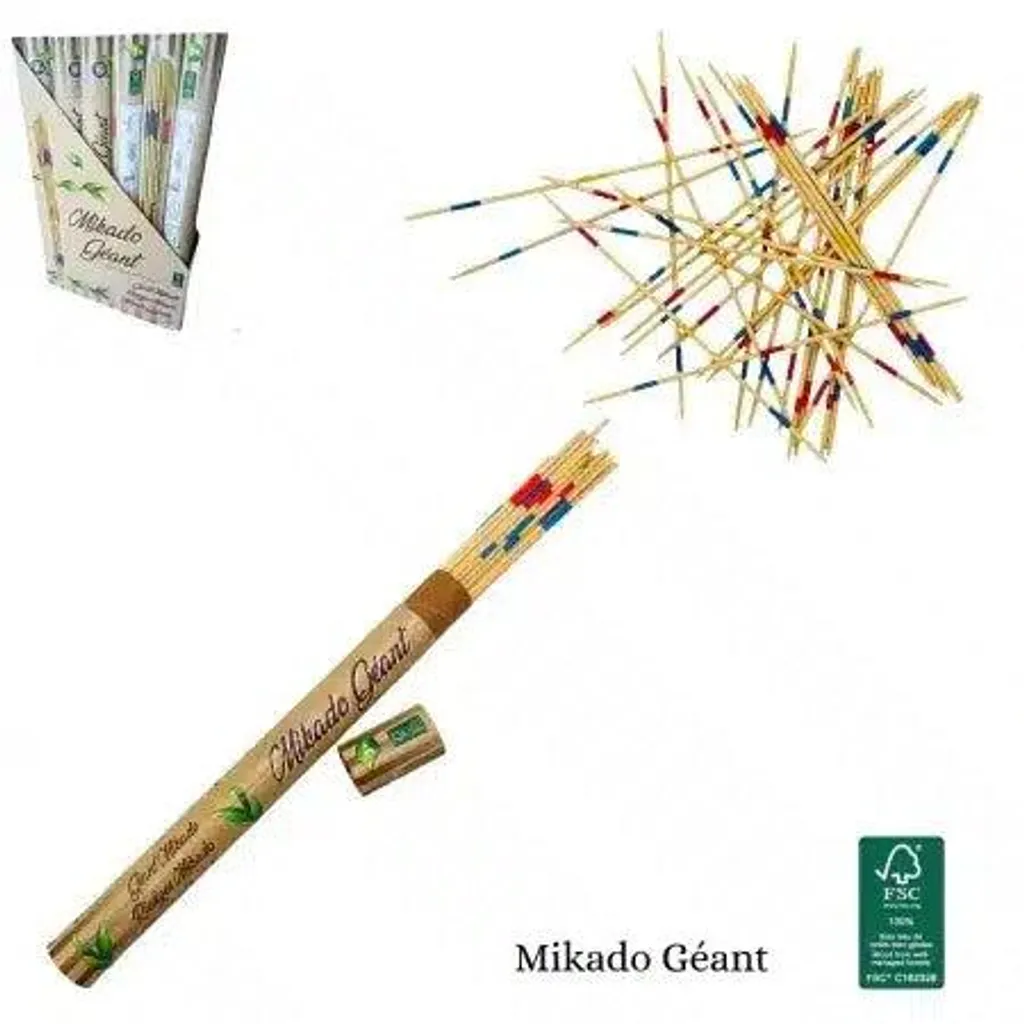 Jeu d'adresse Mikado géant en bois noble pour toute la famille et amis