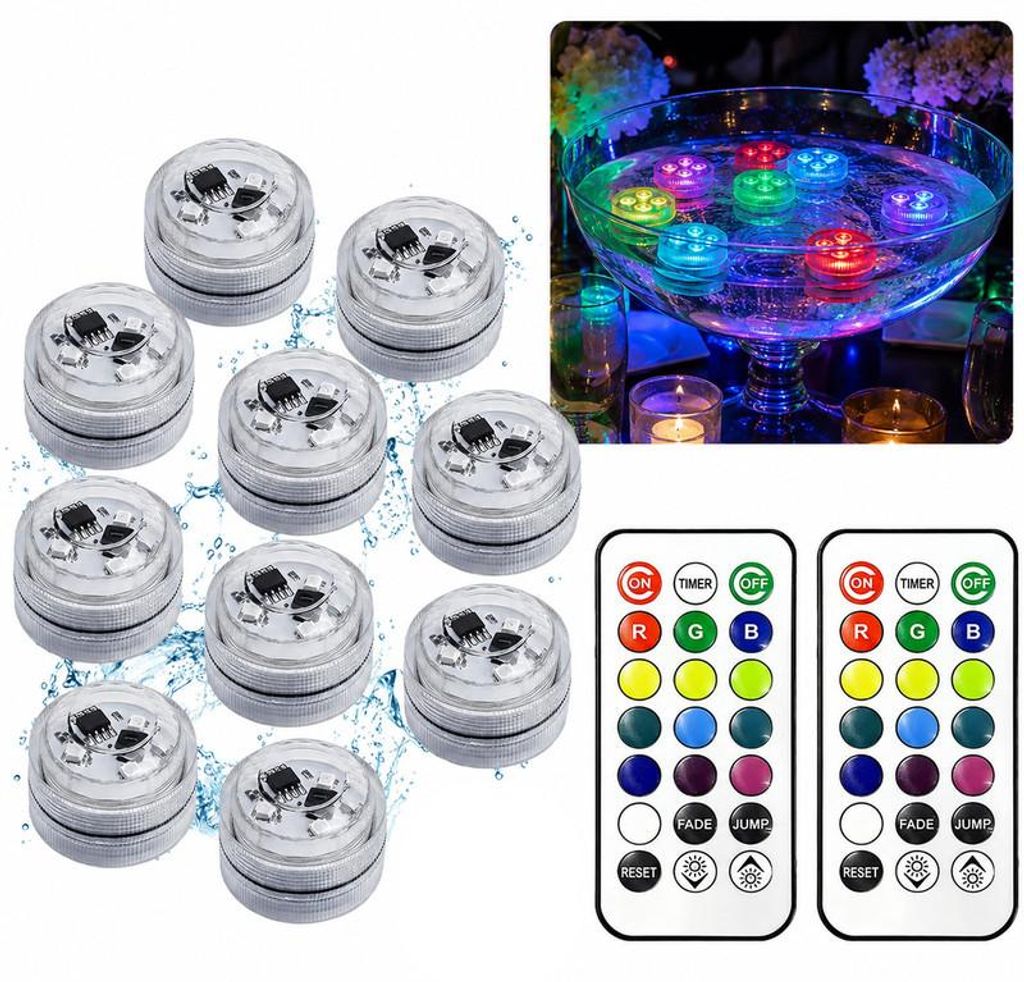 Unterwasser LED 10er Set RGB – IP68, 13 Farben, 2 Produktbild 