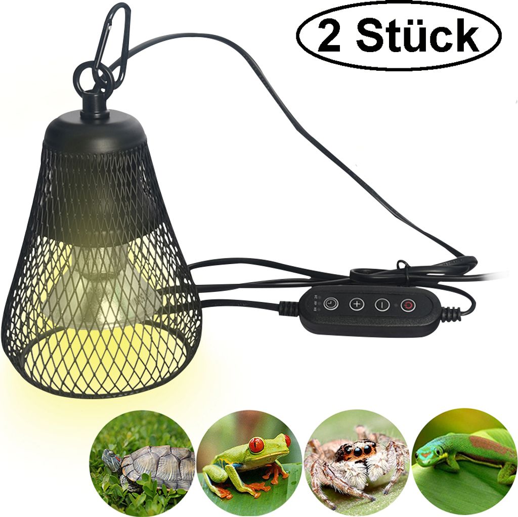 2 Stück Heizlicht Timer Dimmbar, 50W Wärmelampe UVA UVB, Reptilien-Zuchtlampe E27 für Terrarium Brooder Reptilien, Schildkröten, Eidechsen, Sch...