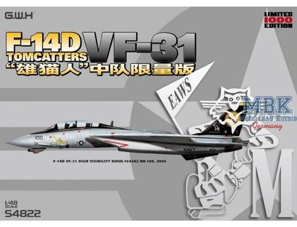 Maquette F-14D Tomcat VF-31 Tomcatters GWH S4822 à l'échelle 1/48