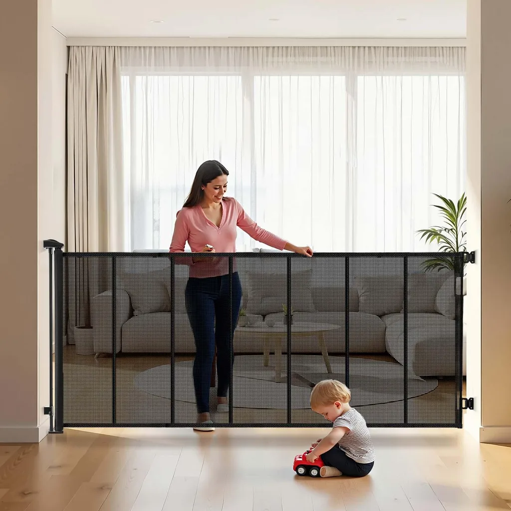 Barrière rétractable 305x98 cm en fibre de verre pour terrasse et porte