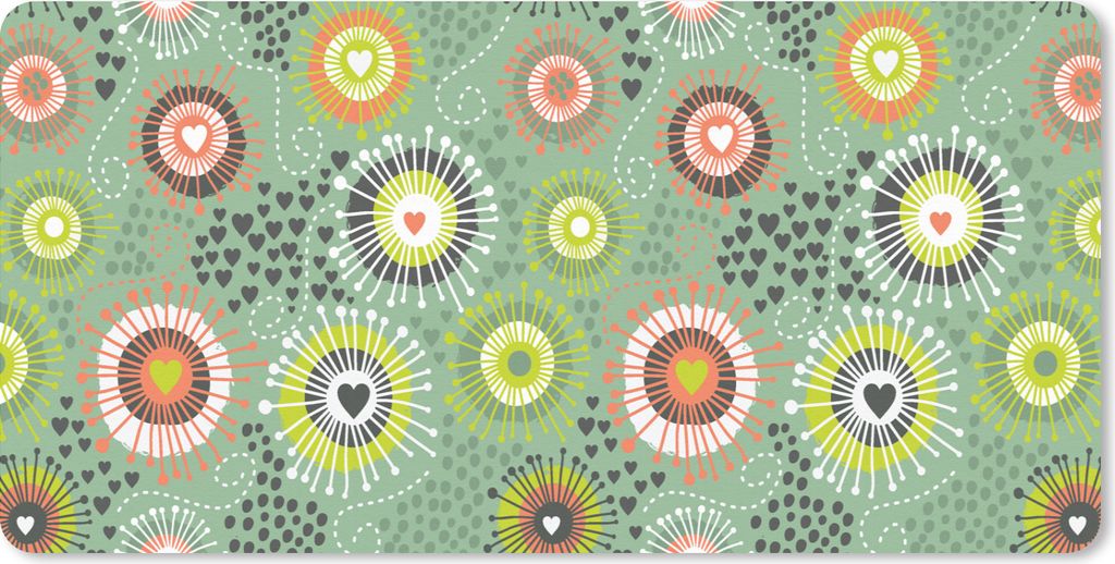 MuchoWow Mauspad Mousepad Blume - Design - Herzen 60x30 cm - Mousepads - Maus Mat - Pad - Mausunterlage - Nachhaltig