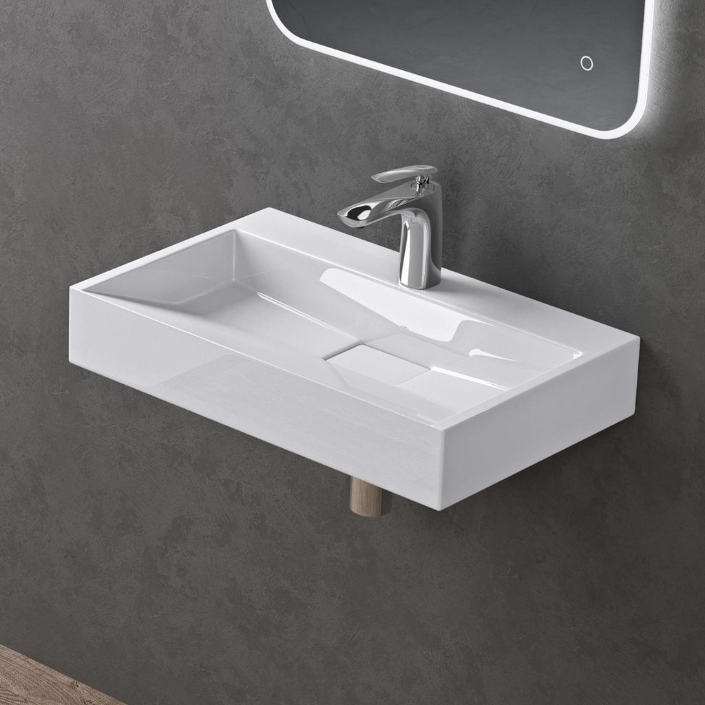 doporro Lavabo Suspendu avec Bonde Vasque à Poser Blanc Image du produit 