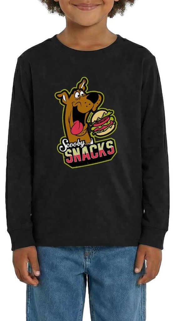 Spreadshirt Scooby-Doo Scooby Snacks Mit Burger Teenager Premium Langarmshirt, 146/152 (10 Jahre), Schwarz