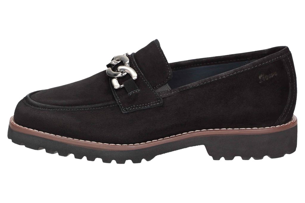 Sioux Meredith Damenslipper, Leder, Schwarz, Wechselfußbett, Extraweite, Hallux - Damenschuhe Bequeme Ballerina / Slipper, Schwarz, leder (lambsue...