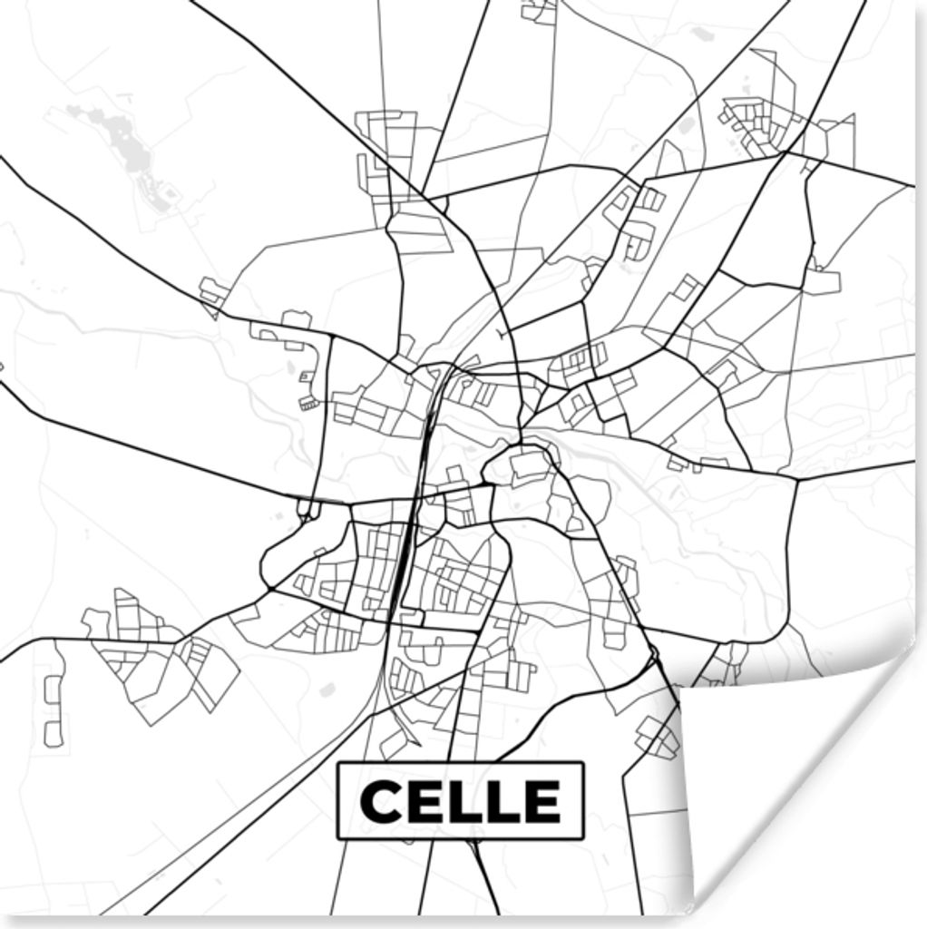 MuchoWow® Poster Karte - Celle - Stadtplan 50x50 cm - Produktbild 