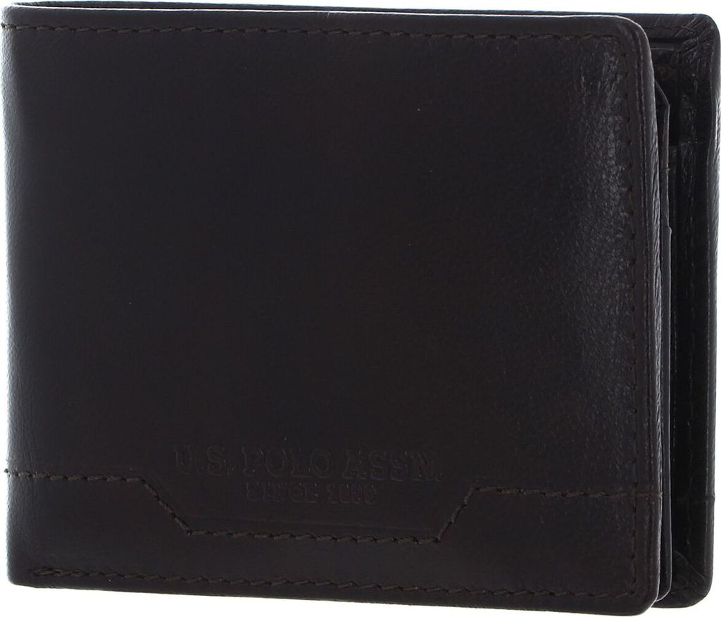 U.S. POLO ASSN. Leder Geldbörse Still Water Wallet with Coin Dark Brown dunkelbraun