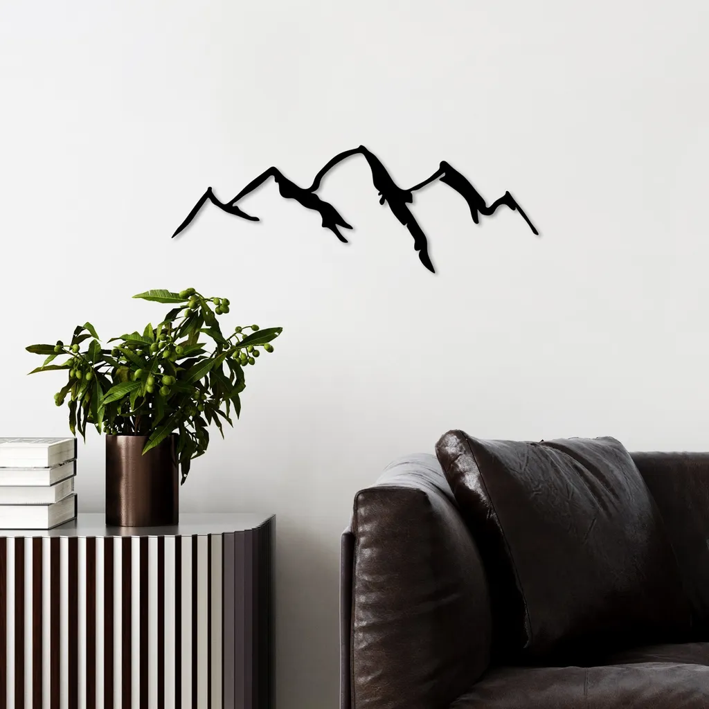 Decorazione Murale Wallity Mountain v3 Metallo Nero 66x23 | Arredo Minimal
