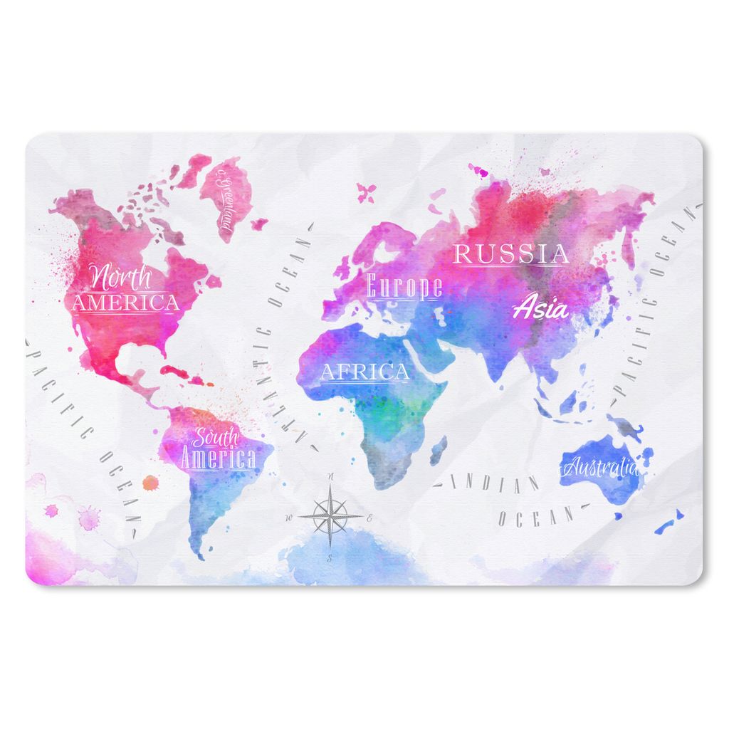 MuchoWow Mauspad Mousepad Farben - Weltkarte - Ölfarben 27x18 cm - Mousepads - Maus Mat - Pad - Mausunterlage - Büroartikel - Desk Matten