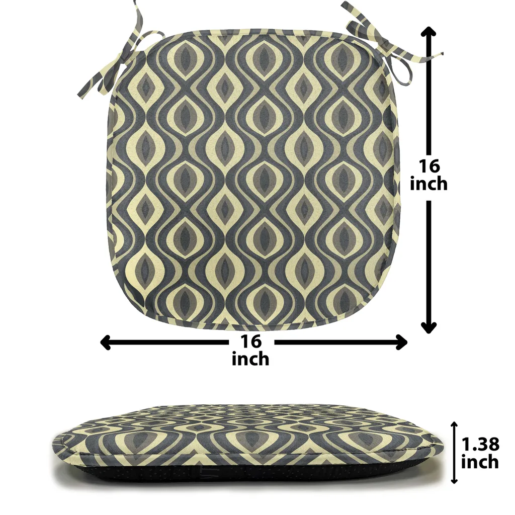 Coussin de Chaise Décoratif avec Sangles Imperméable Gris Jaune 40x40 cm