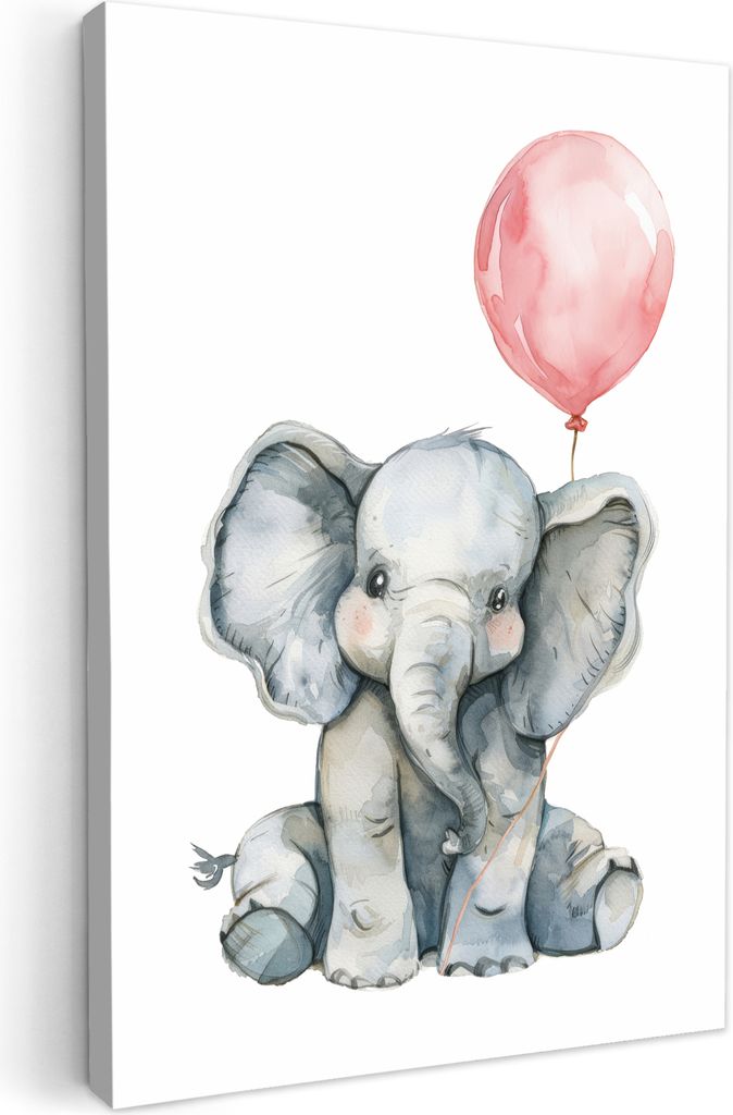 Leinwand Bilder 60x90 cm - Kinder Ballon - Drache - Rosa, Bilder Wohnzimmer Modern, Wanddeko