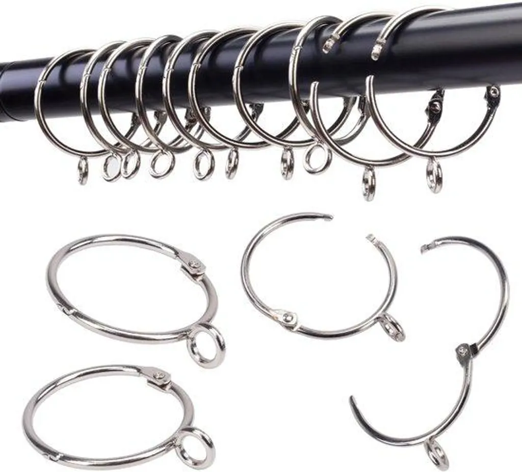 Anneaux de Rideaux pour Tringles de 2,5 cm - Fixation Argent à Cliquet