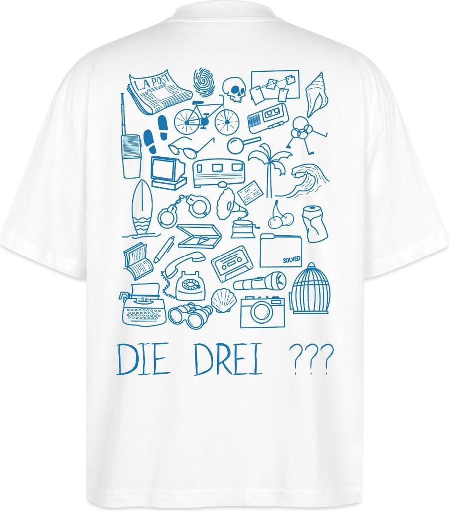 Spreadshirt Die Drei Fragezeichen Vierte Detektivin Ermittler-Set Oversize Uni T-Shirt, XL, Weiß