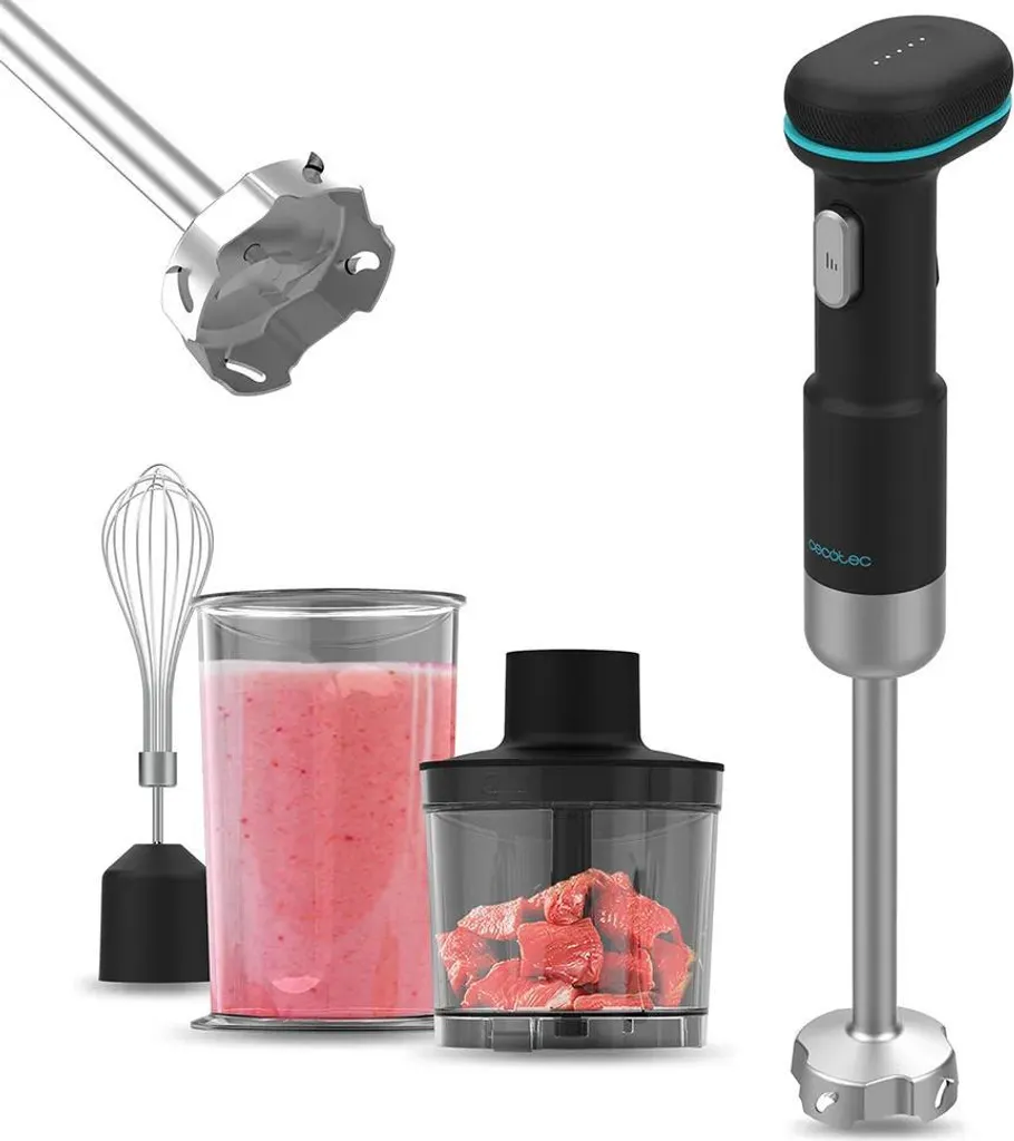 Frullatore a immersione con batteria ricaricabile, display, protezione avanzata e accessori per un'esperienza culinaria eccezionale.