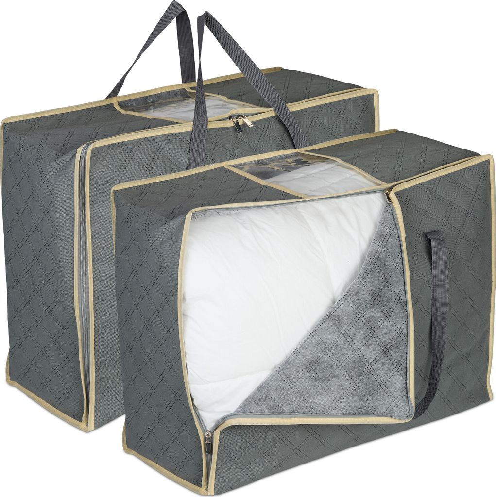 Borsa porta-piumini Relaxdays, set da 2, cerniera su 3 Immagine del prodotto 