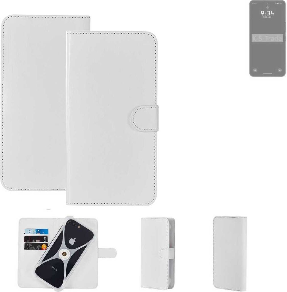 K-S-Trade Handy Hülle Schutz Hülle kompatibel mit Leica Leitz Phone 3 Cover Case Bookstyle Bumper weiß 1x