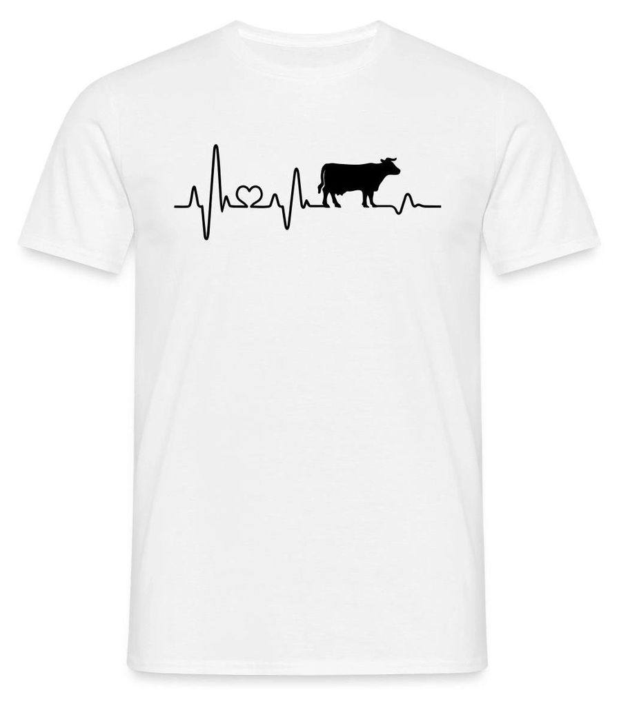 Spreadshirt Kuh Herzschlag Männer T-Shirt, XL, Weiß