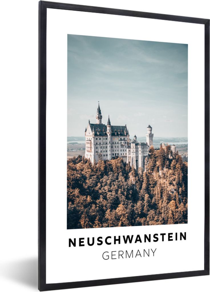 MuchoWow Gerahmtes Poster Deutschland - Schloss - Wald 20x30 cm - Poster mit Schwarzem Bilderrahmen Wandposter Rahmen Foto Bilder - Drucken - Bil...