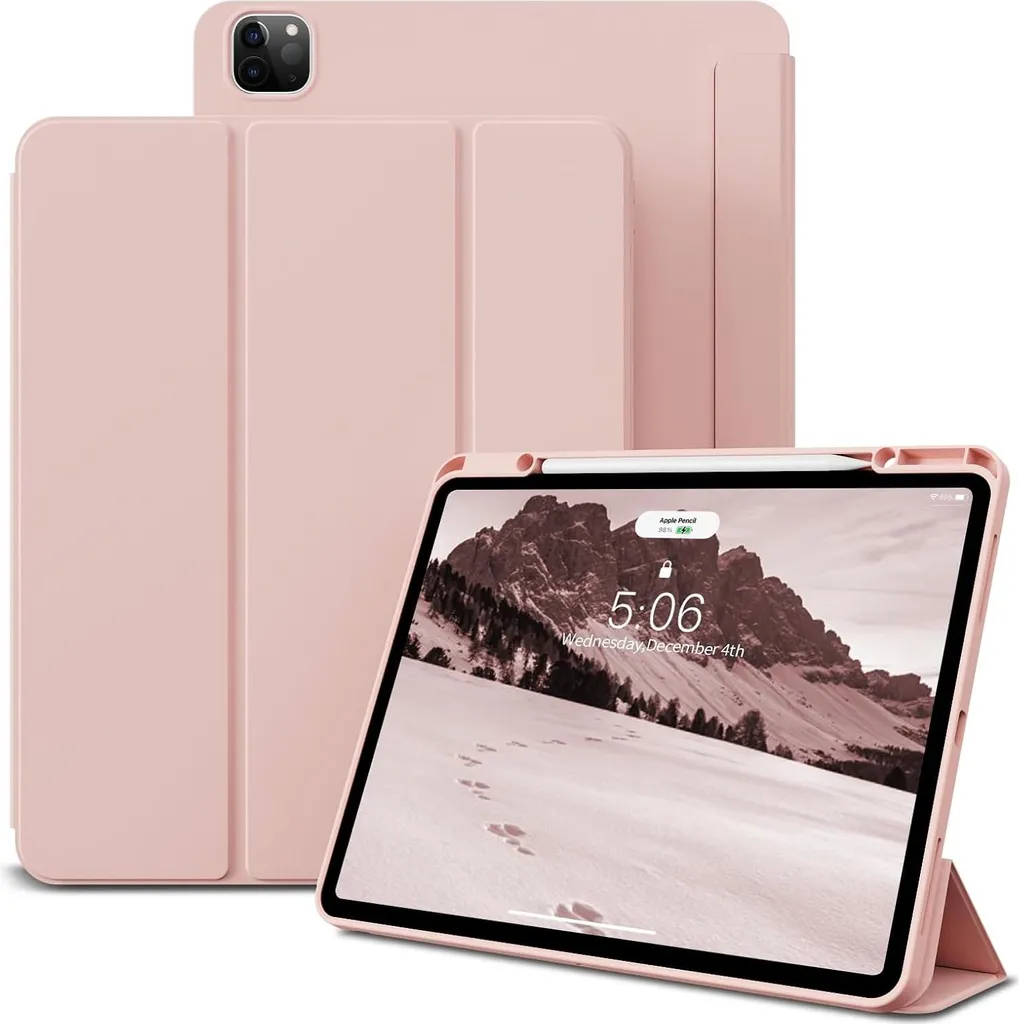 Custodia per iPad Air 13" 2024 M2 e Pro 12.9" 2022/2021 con supporto Rosa