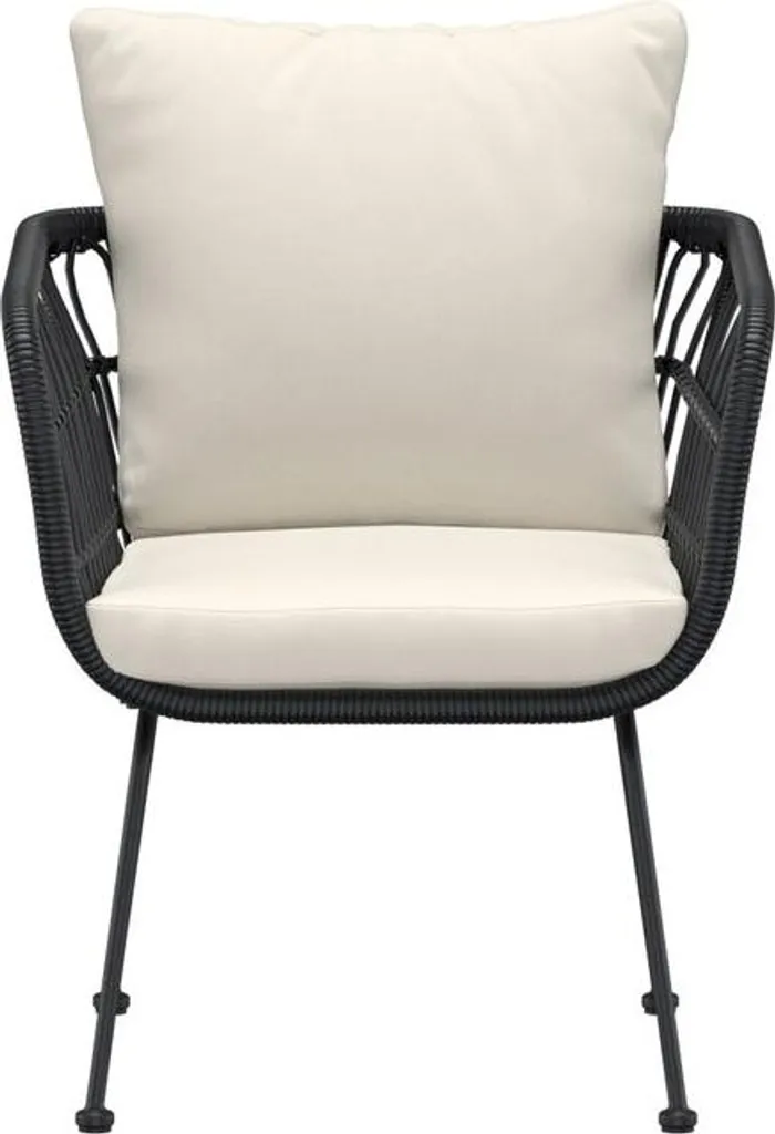 Chaise de jardin Isola noir en métal robuste pour terrasse et balcon